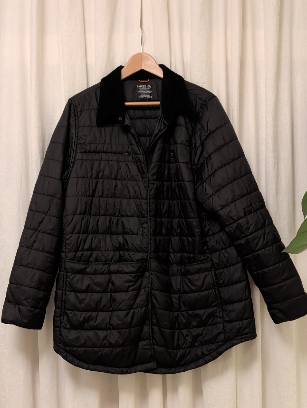 Black Quilted Jacket with Contrast Collar Roark